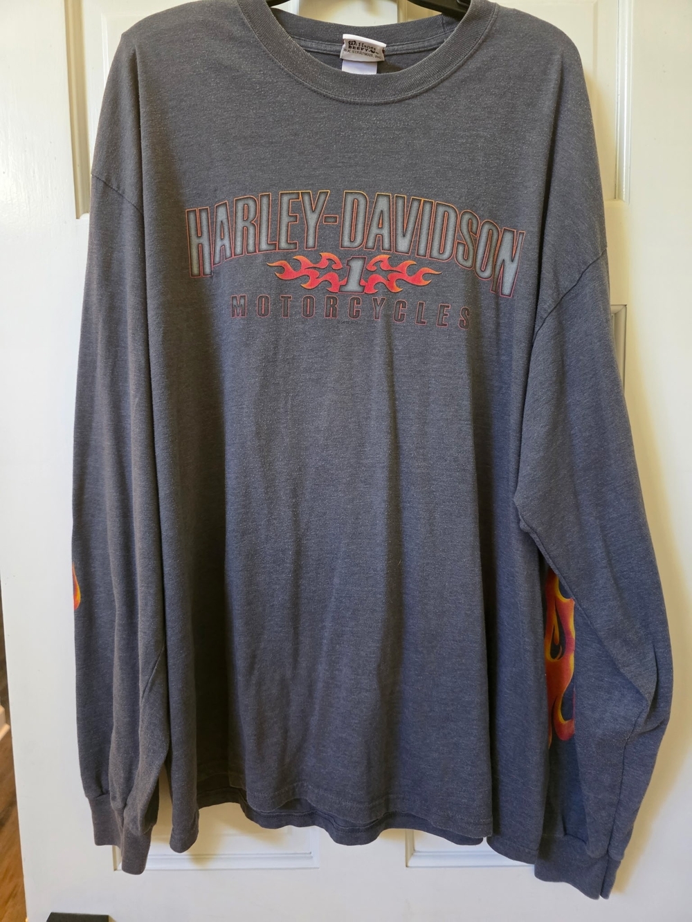 Harley-Davidson Long Sleeve Sleeve with Flame Accent, Gray, Size 2XL